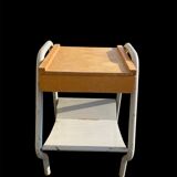 Vintage bedside table in wood and metal