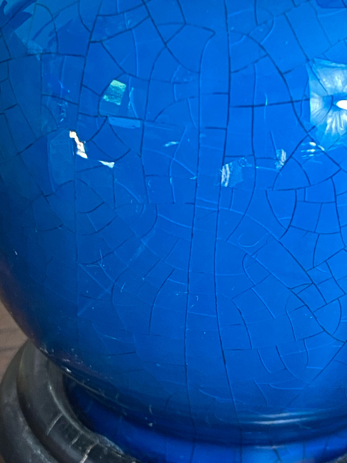 Pair of crackled ceramic lamps