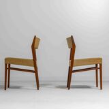 Lot de 6 chaises de salle à manger minimalistes en teck, Belgique années 1960