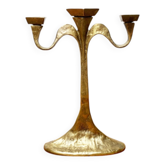 Vintage Brutalist Bronze Candle Holder