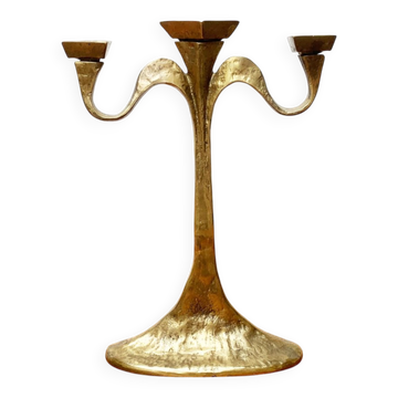 Vintage Brutalist Bronze Candle Holder