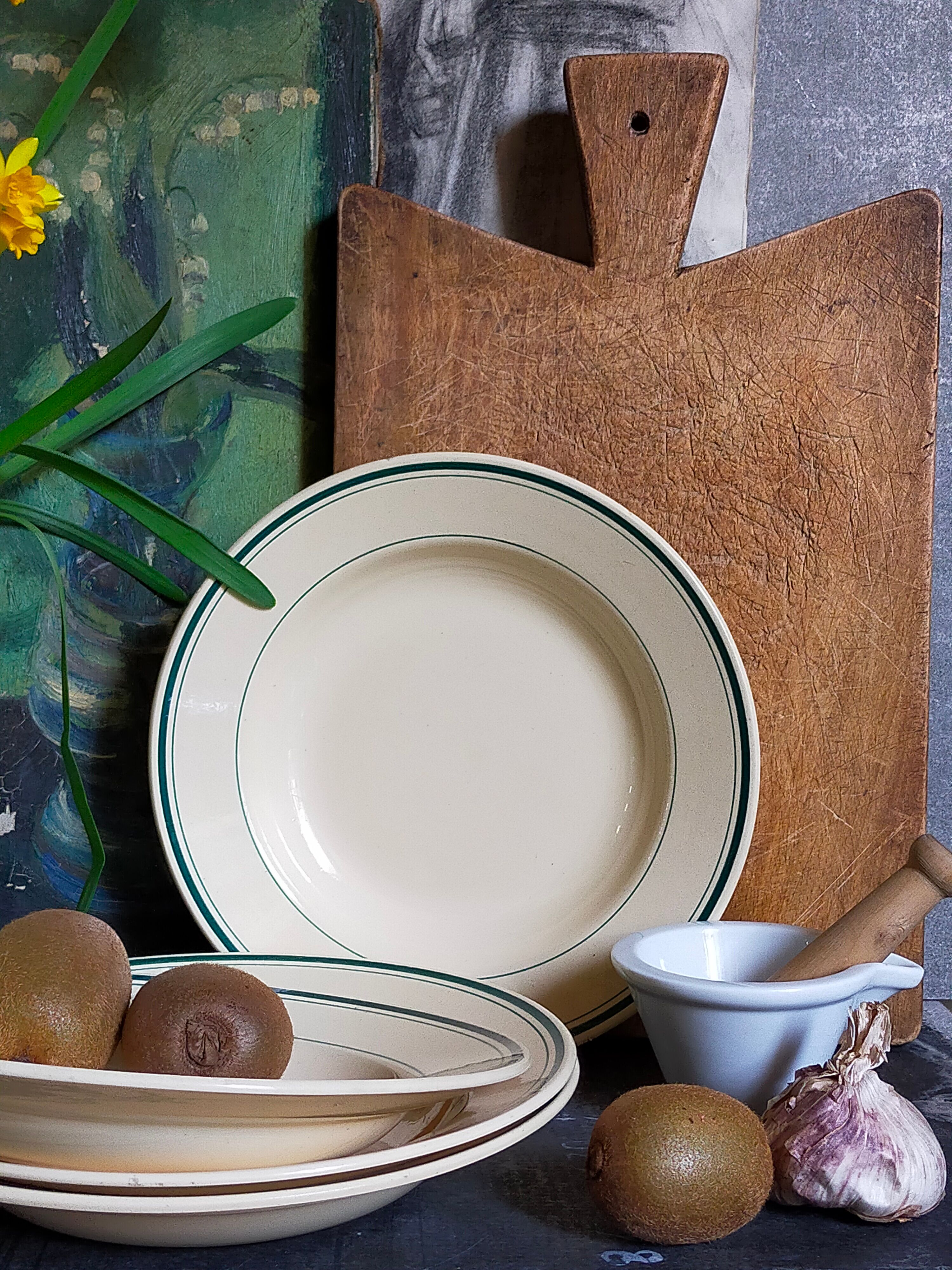 Cutting board in old solid wood