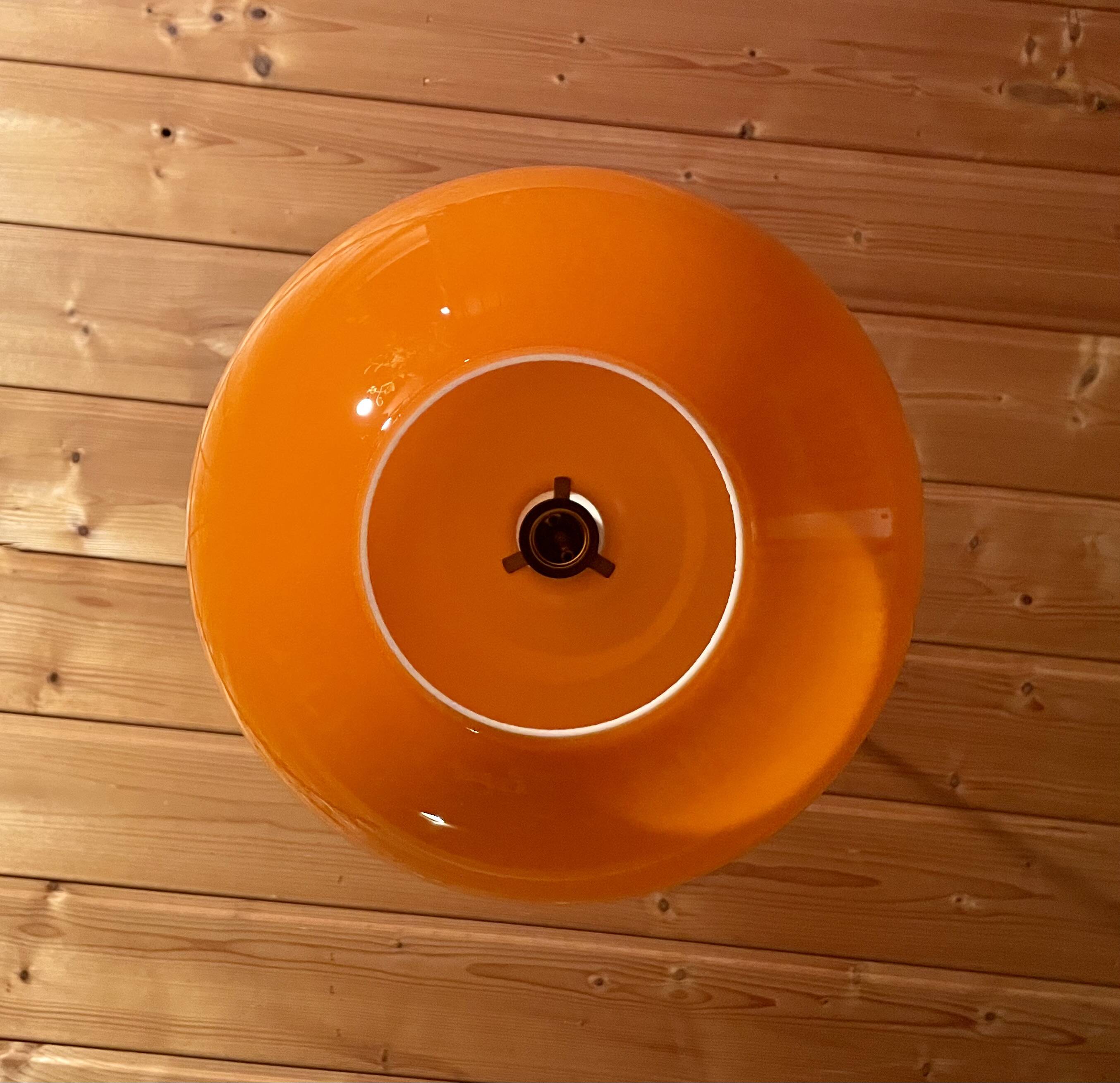 Orange ball chandelier, vintage pendant light, from the 70s