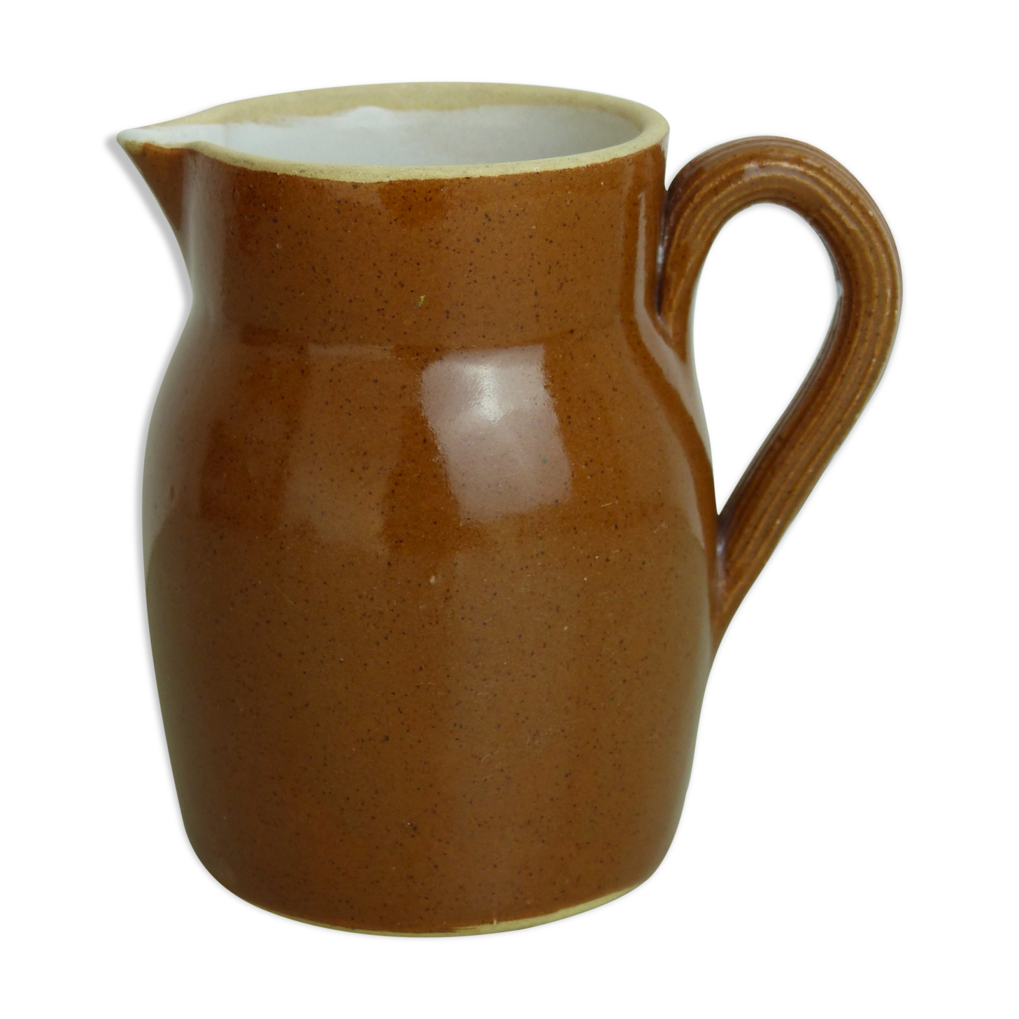 Pitcher or milk pot in speckled enamelled sandstone