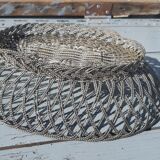 flat basket cut center table in woven metal