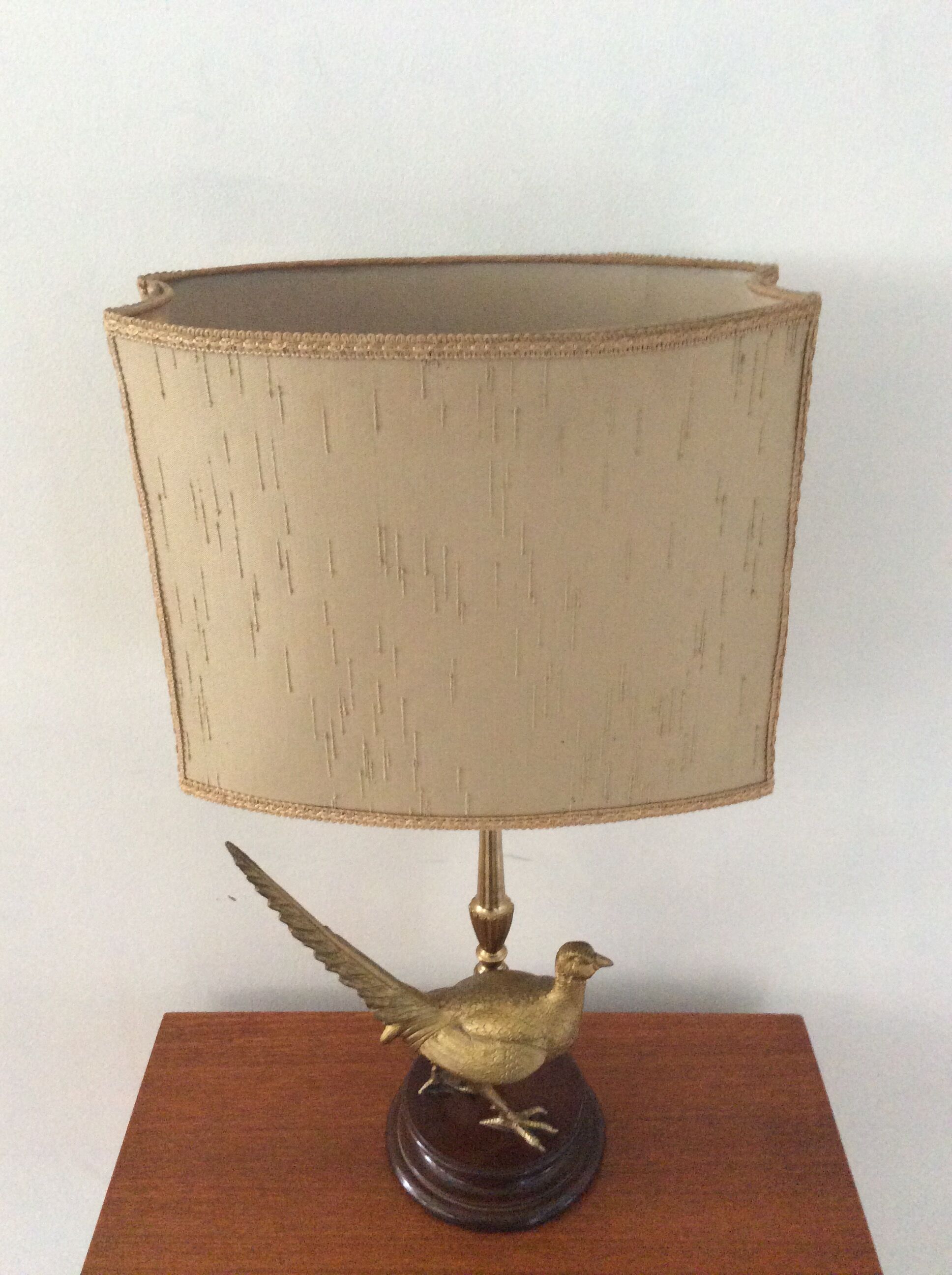 Vintage lamp 70s bronze pheasant