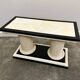 1970s Howard Dilday Organic Rattan Console Table with Black Lacquer Border.