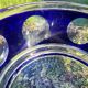 cobalt blue glass bowl with round lenses