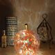 Lampe pomme en verre blanc, orange & rouge – vintage