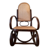Rocking chair bois et cannage