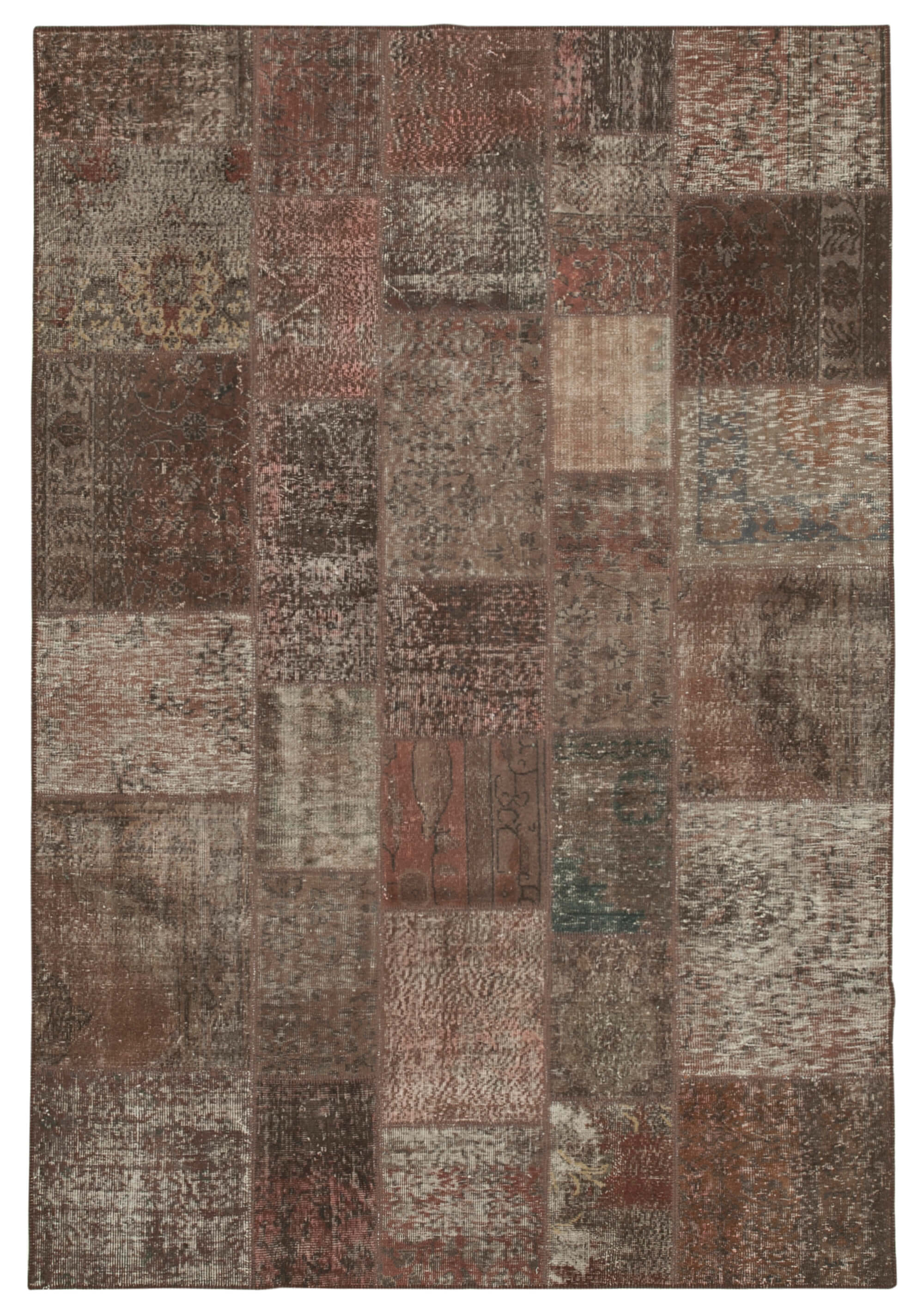 Handwoven turkish 203 cm x 300 cm brown patchwork rug