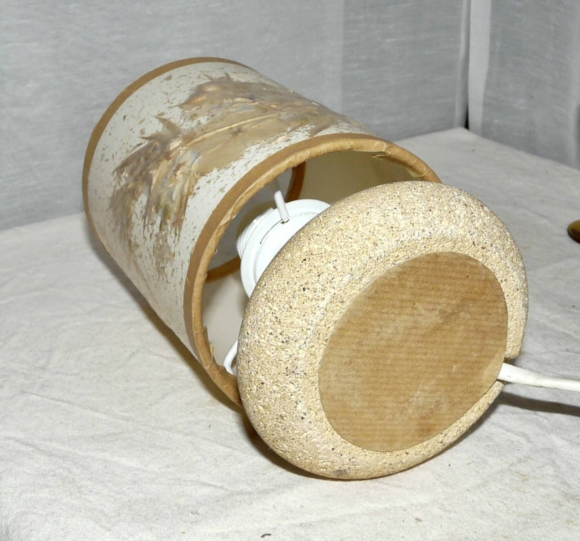 Small stone lamp (Travertine), dried flower lampshade Vintage 1960-70