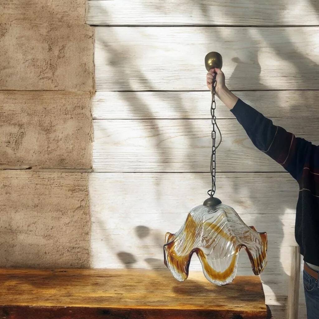 VINTAGE MURANO GLASS CHANDELIER / PENDANT LAMP FROM THE 70S