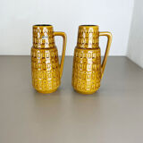 Set of Two Pottery Fat Lava Vases "ochre pattern" by Scheurich, Germany, 1970s