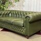 Chesterfield leather 3-seater sofa with mahogany legs - English craftsmanship