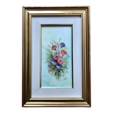 Very pretty framed watercolor bouquet of flowers Italy