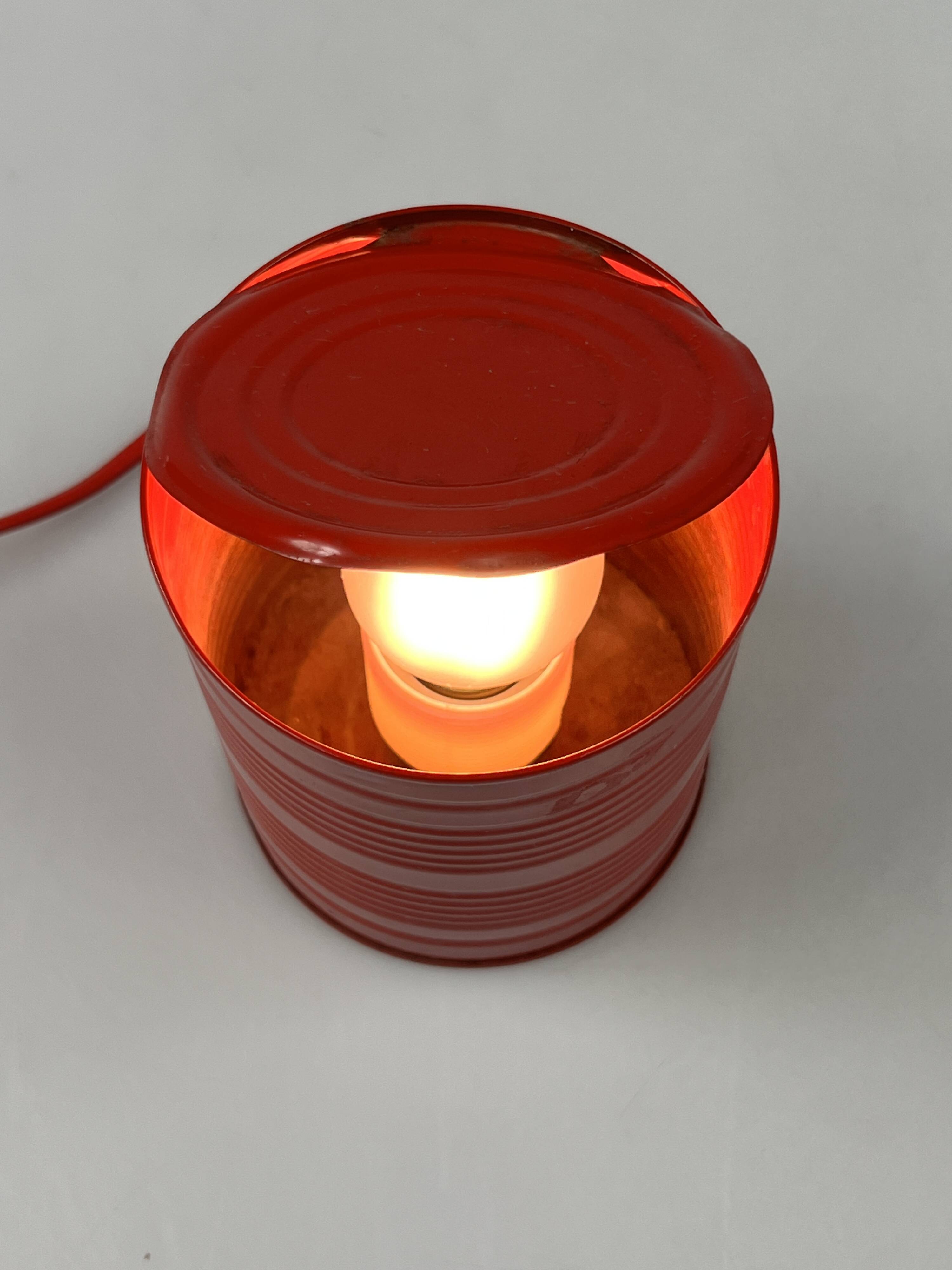 Vintage Red Tin Can Lamp, Ad Van Berlo, Vrieland Design, 1980s