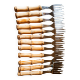 12 stainless steel bamboo dessert forks