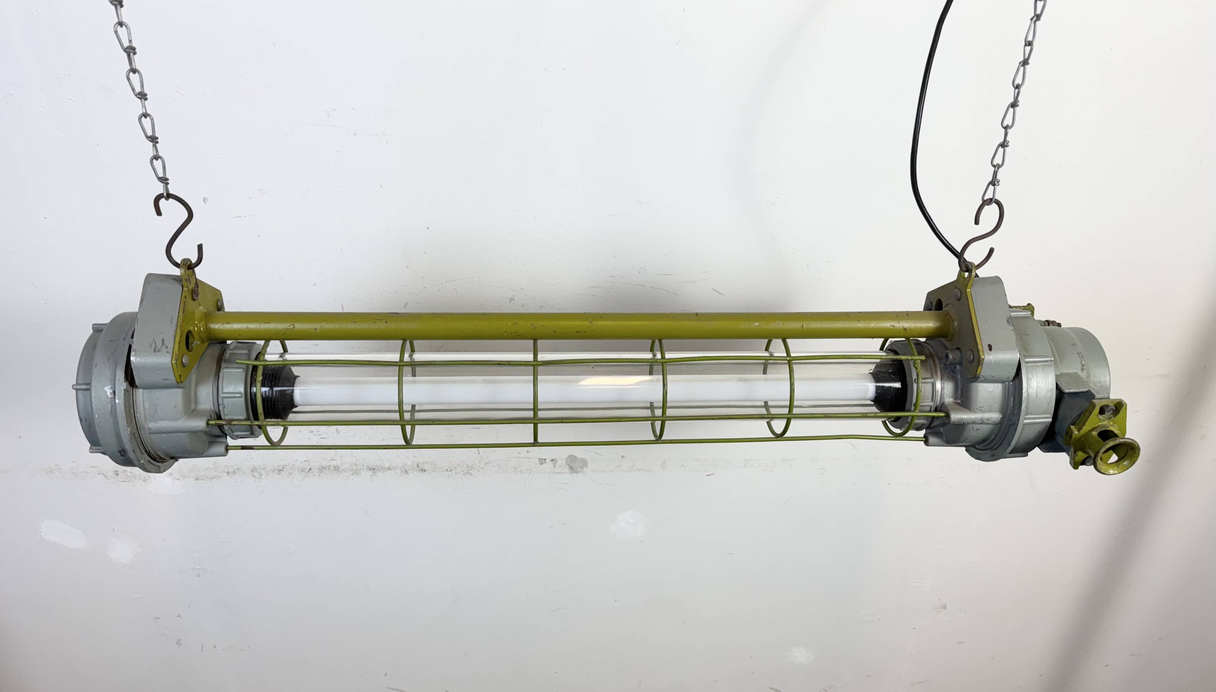 Grey Soviet Industrial Hanging Tube Light, 1970s
