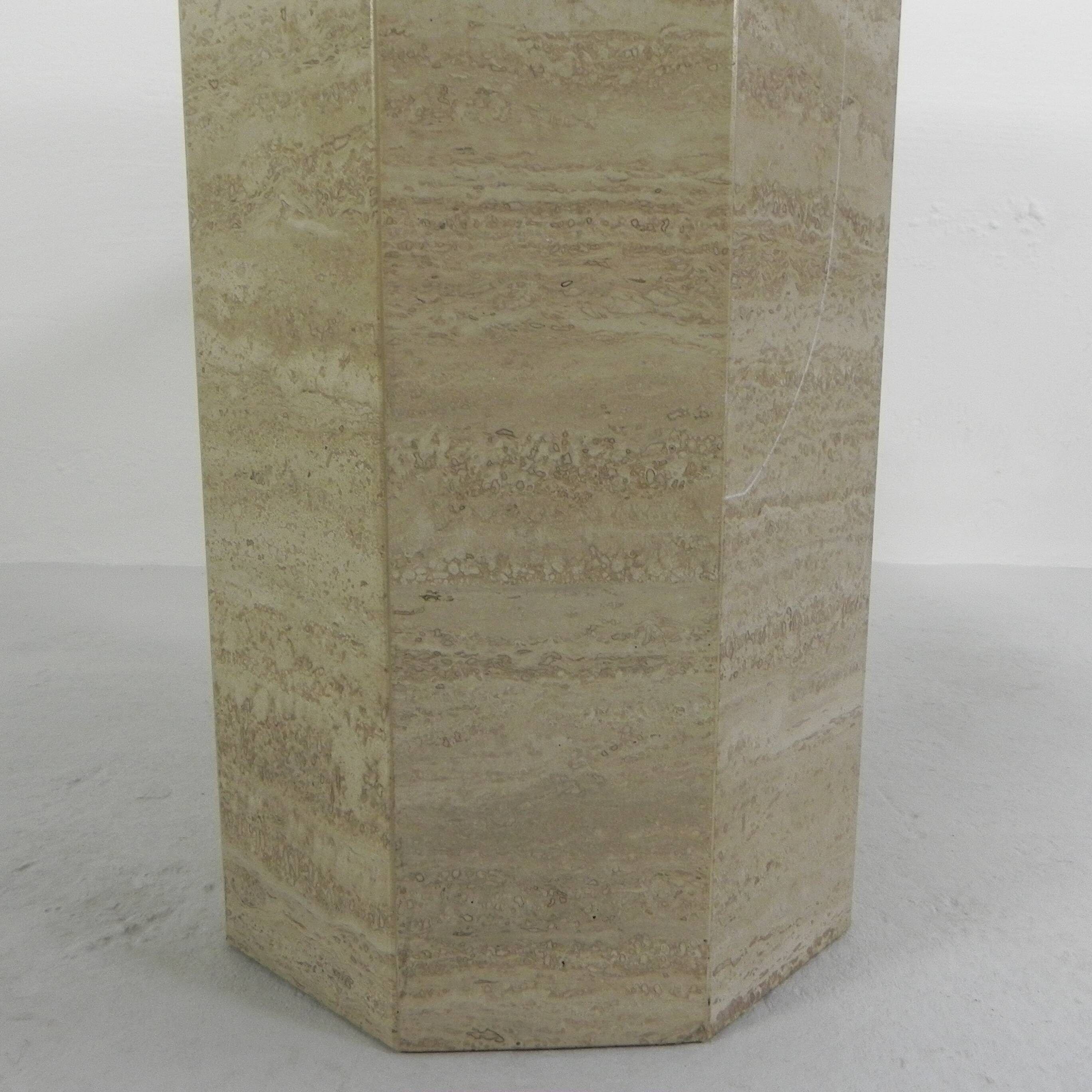 8-sided mid-century travertine dining table, 1970s