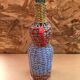 Old Lady Jeanne Bottle Glass + Rattan Woven Wicker Painted Vintage
