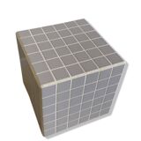Cube end table with mosaic tiles