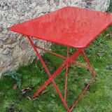 Red garden iron table