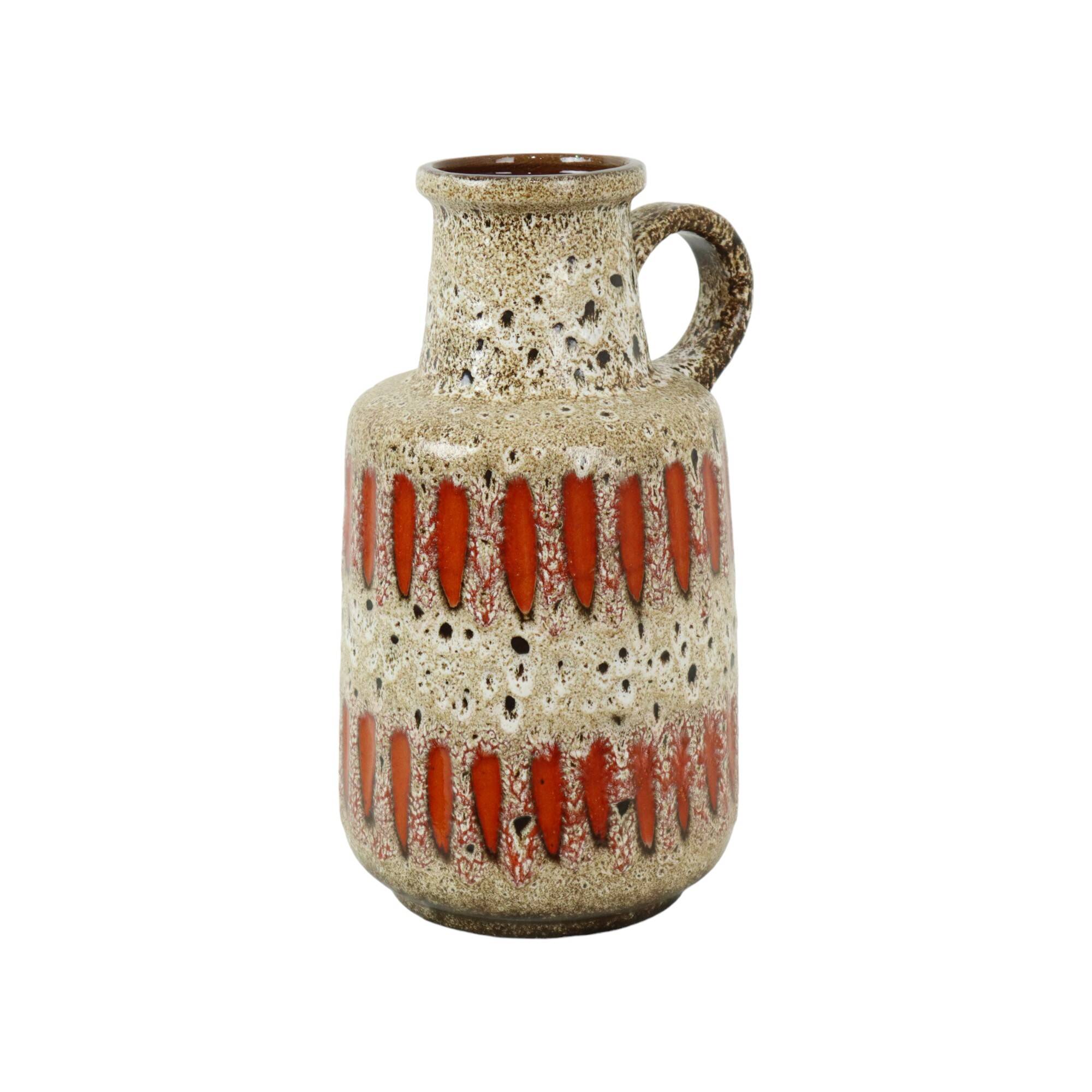 Fat Lava West Germany Earthenware Scheurich Lora Vase Orange 408-40