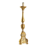 Candélabre ancien en bois sculpté et doré, Italie, XIXe siècle