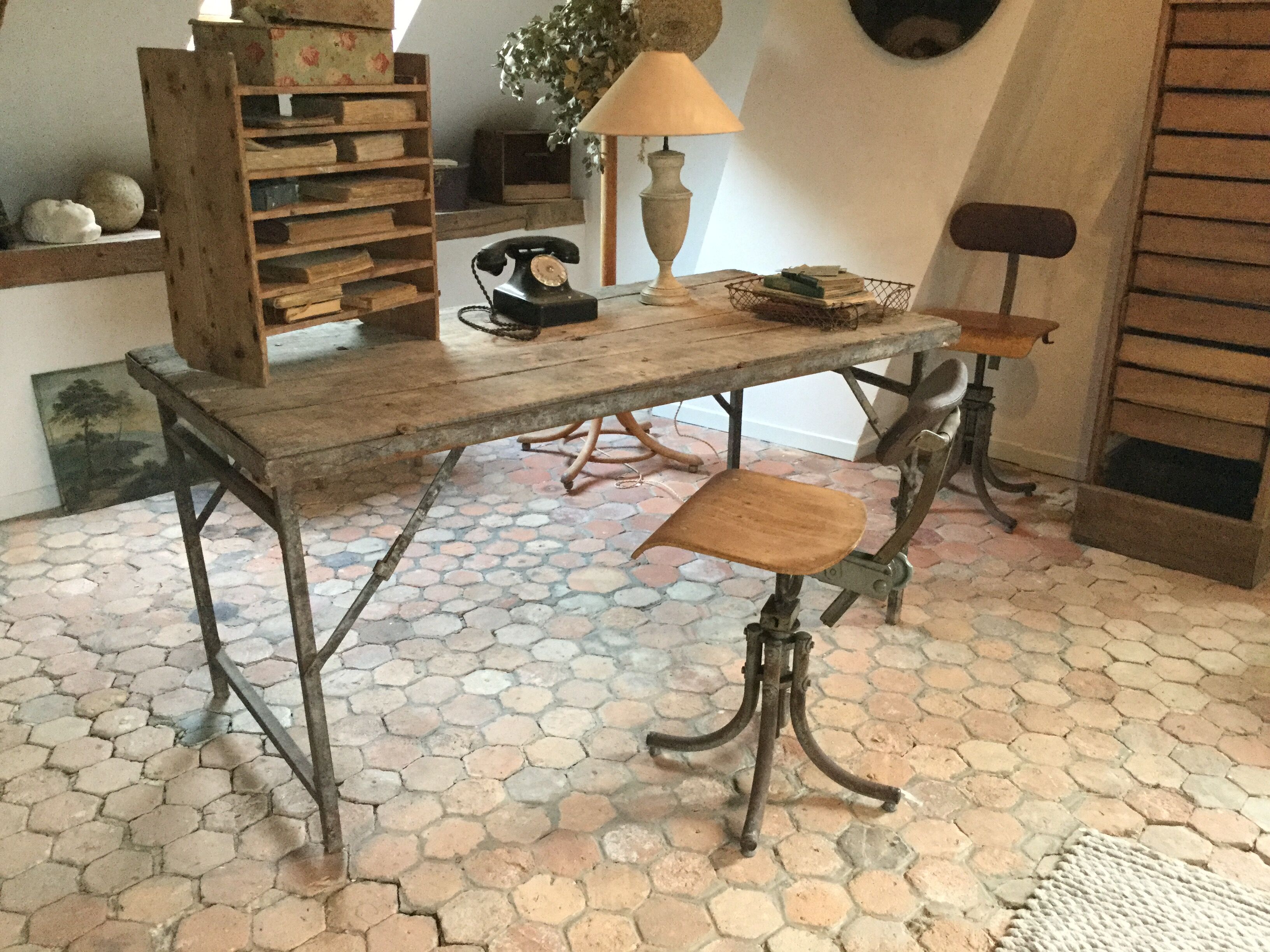 Iron and old wood table