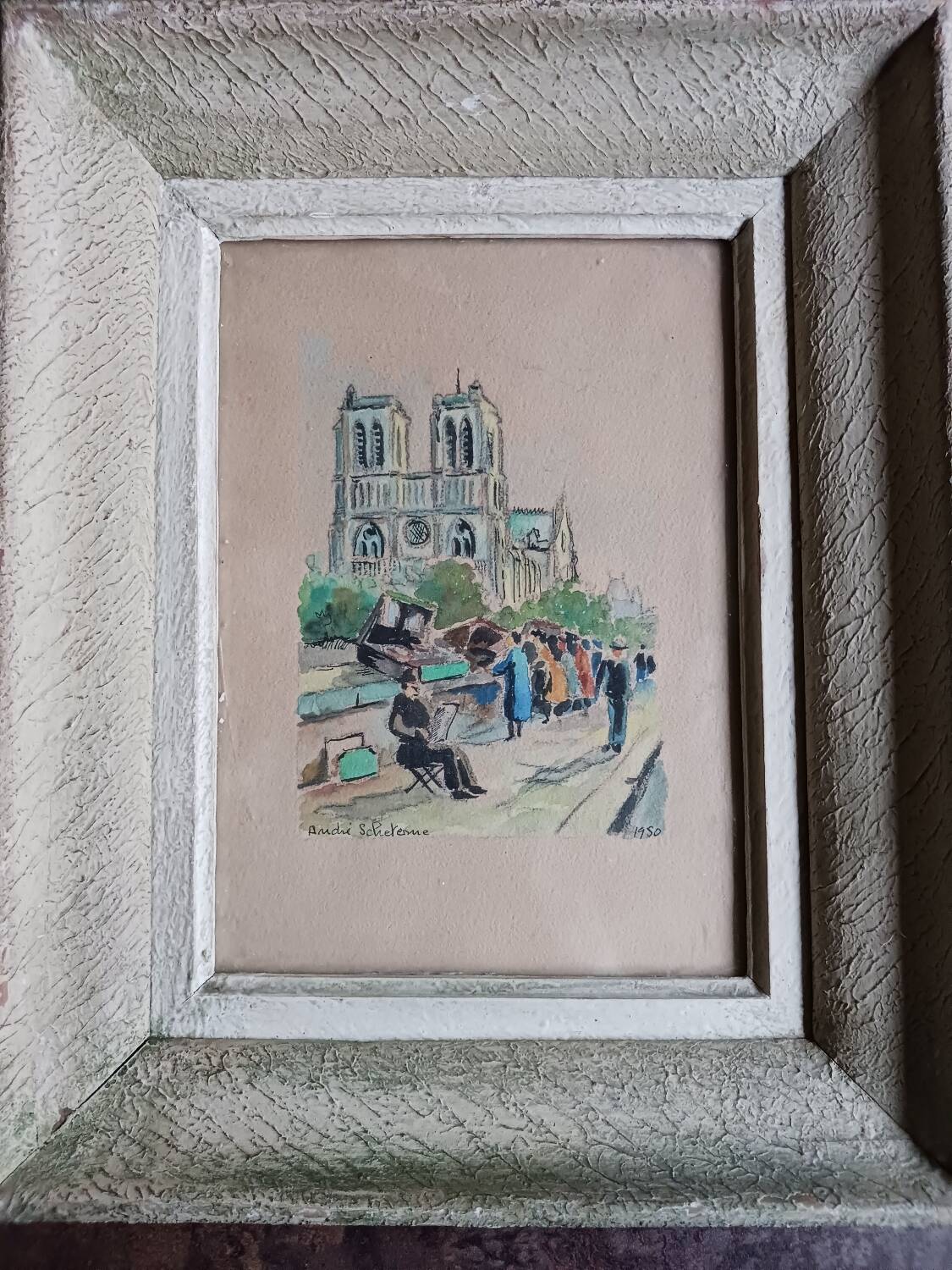 Watercolor "Notre-Dame de Paris seen from the quays"
