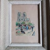 Aquarelle "Notre-Dame de Paris vue des quais "