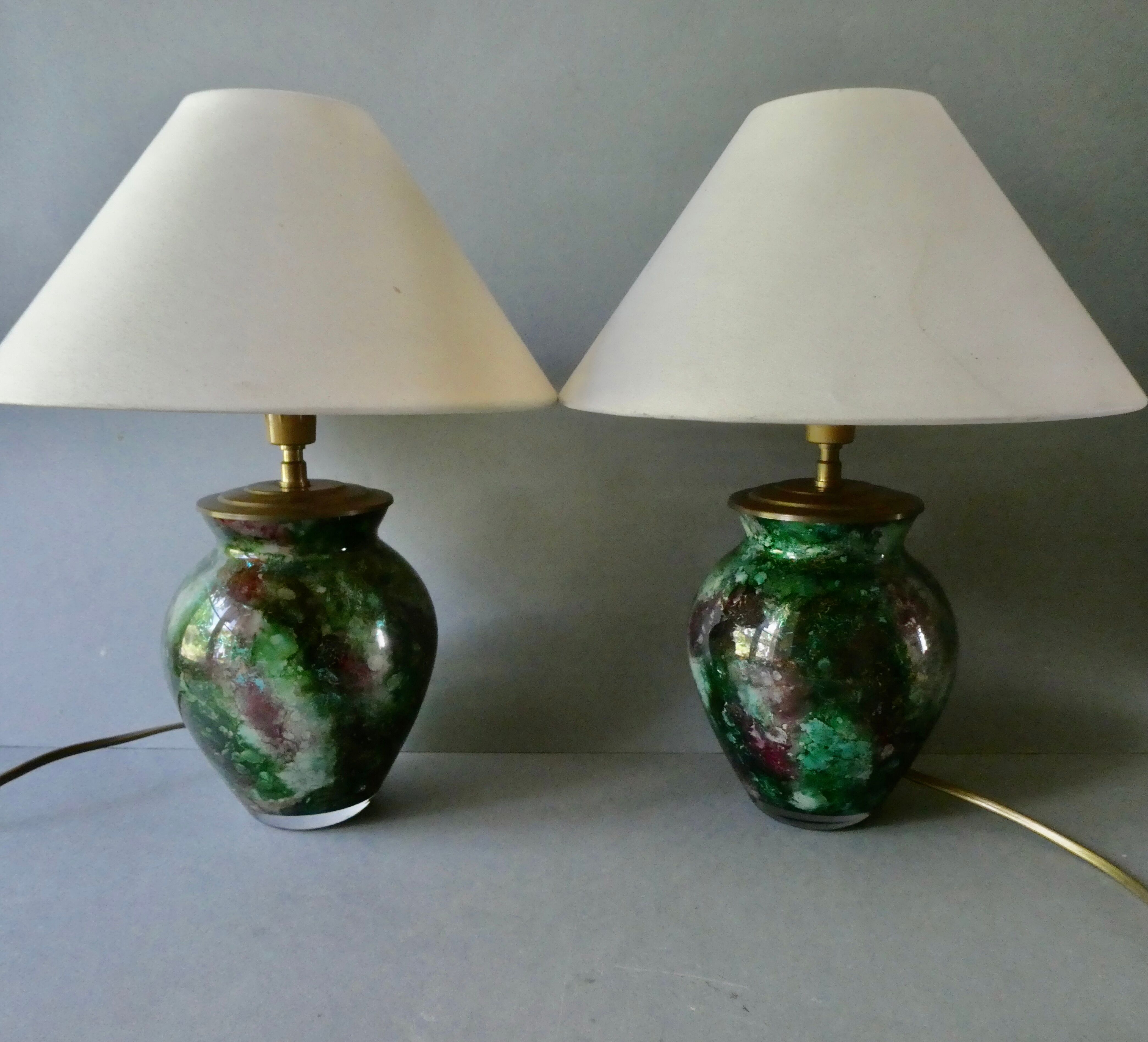 Pair of lamp bases Lacquer Line France 70s 80s