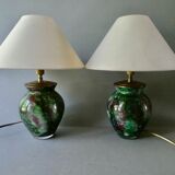 Paire de pieds de lampes Laque Line France années 70 80