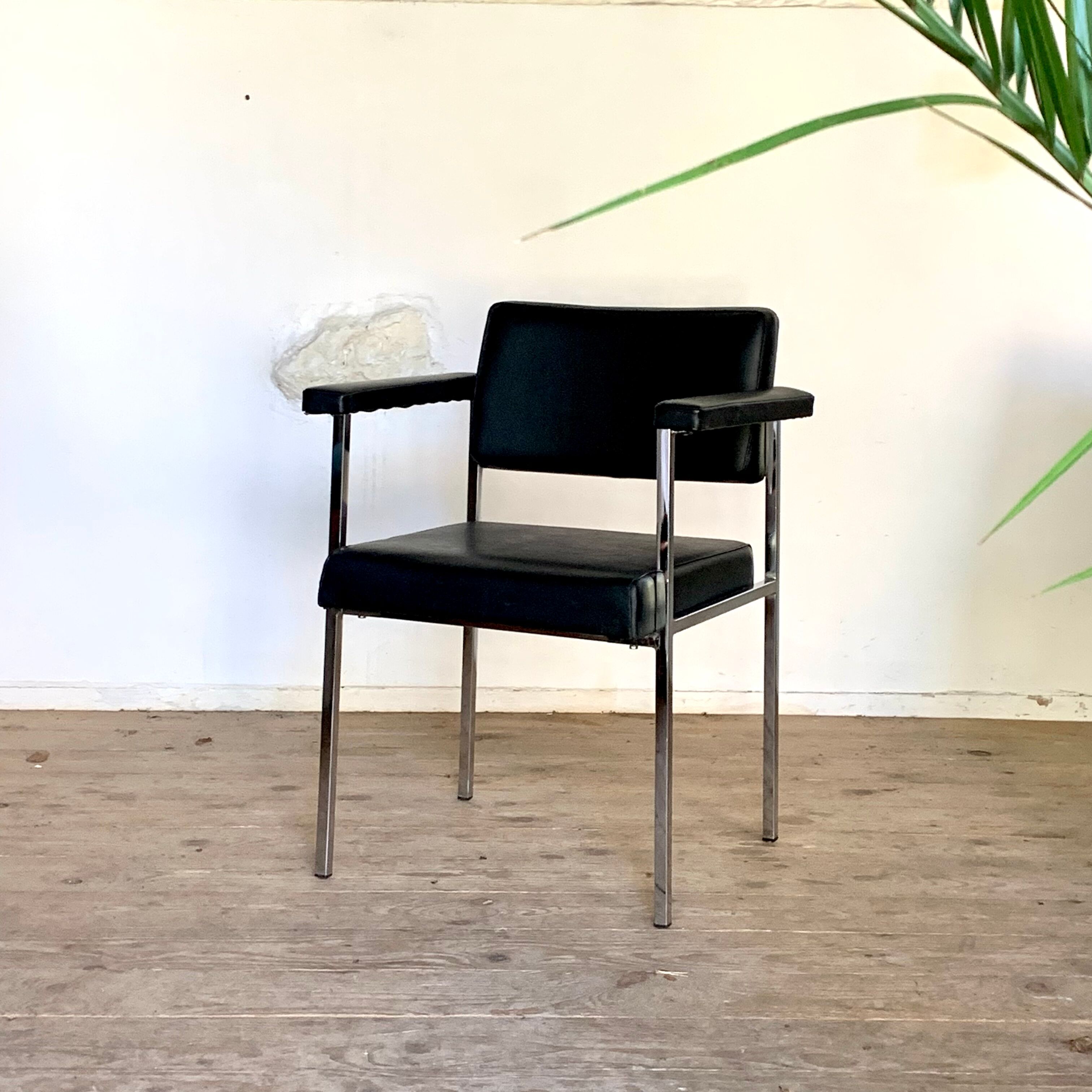 Vintage chrome and leatherette office chair