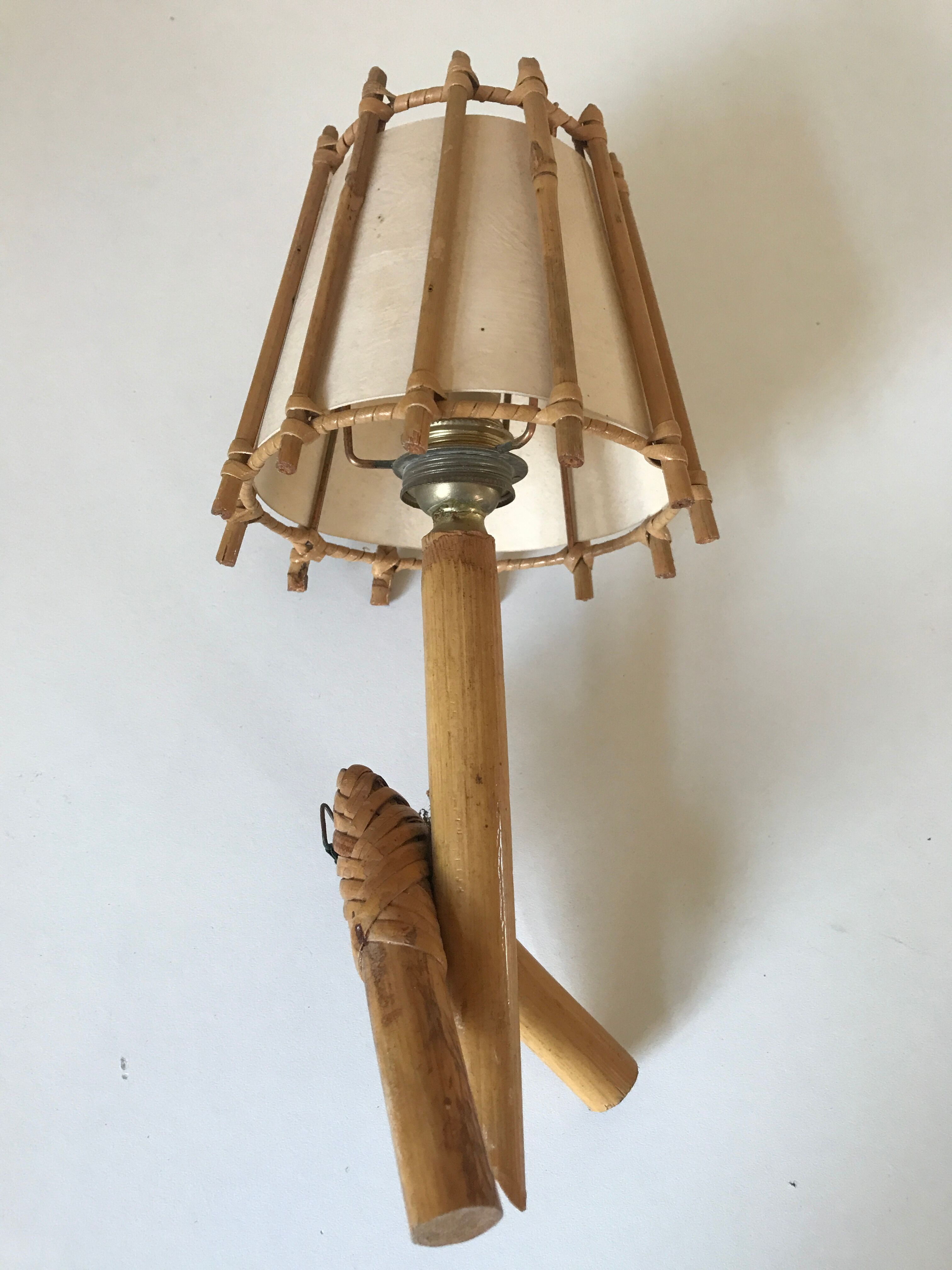 Vintage rattan wall lamp design 60 years