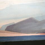 oil painting on canvas geometric landscape, Nordic