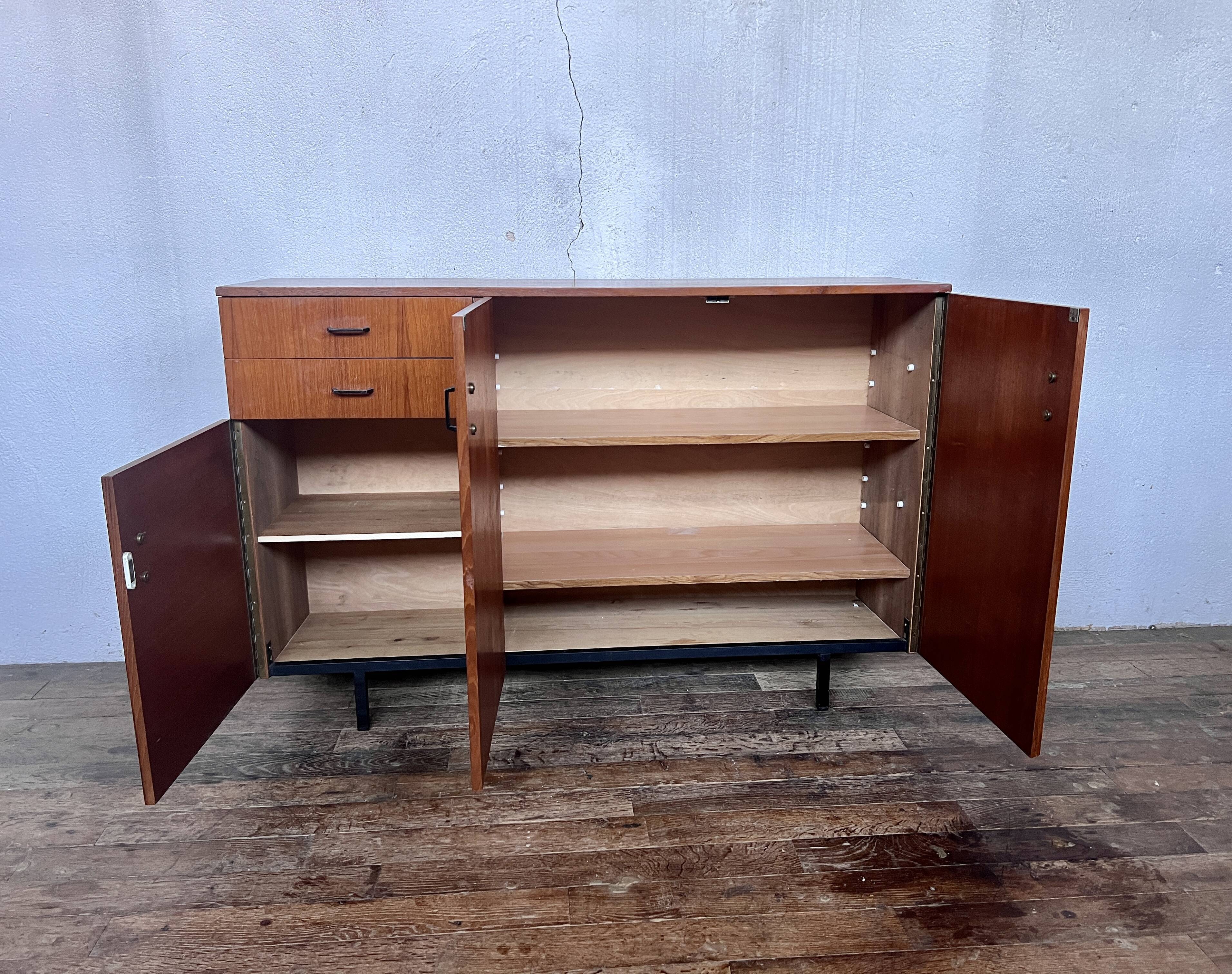 Vintage teak metal foot row