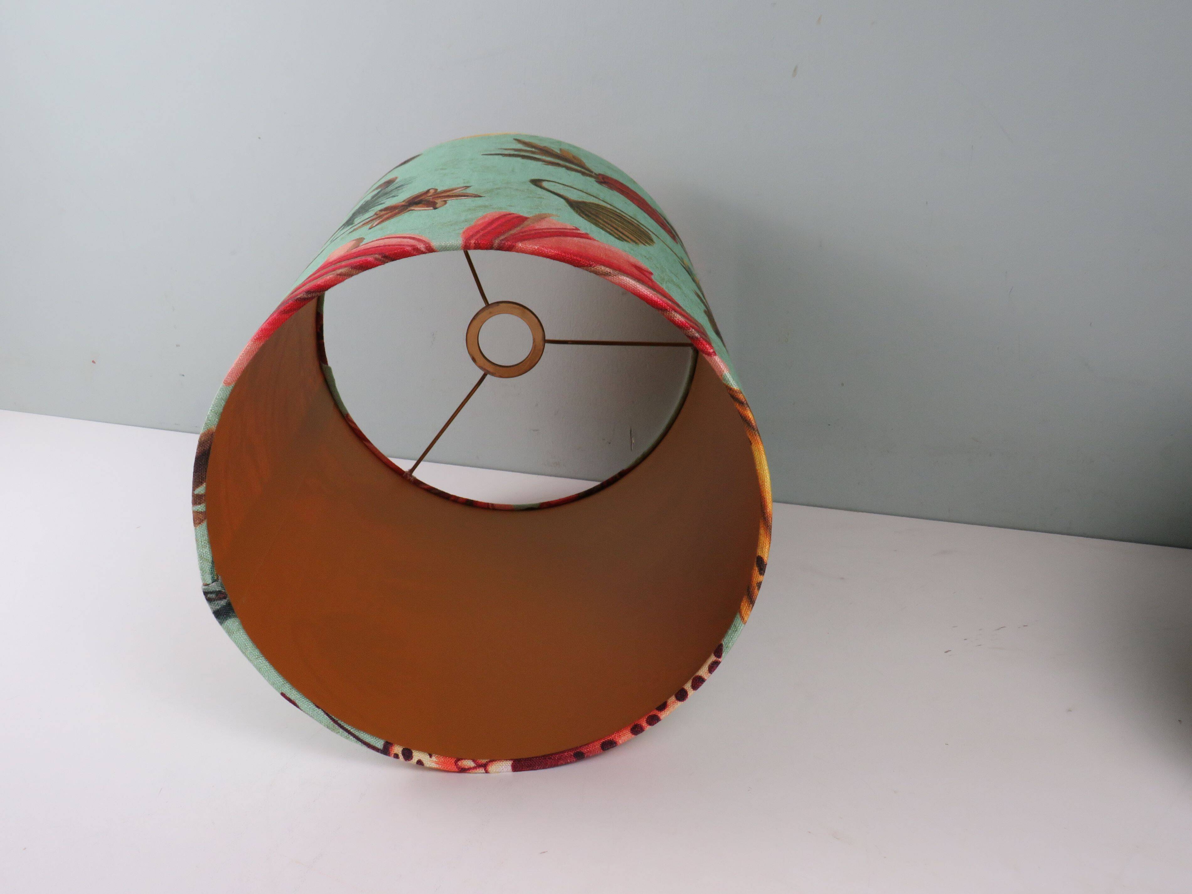 Vintage table lamp signed Louis Drimmer, glazed ceramic & lampshade