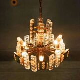 Midcentury gold crystal suspension by Orrefors, Fagerlund