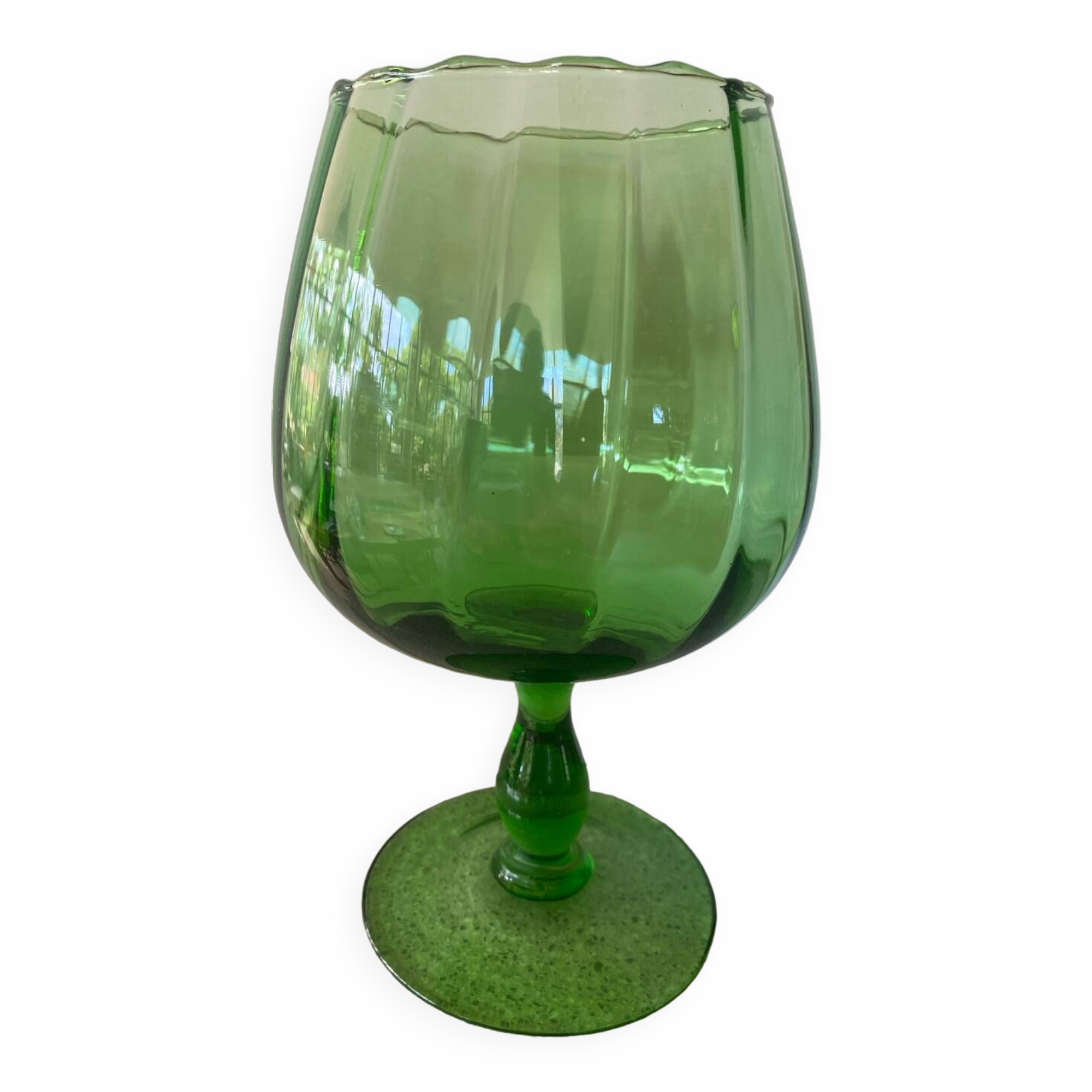 Green blown glass vase