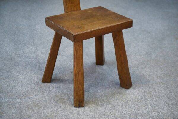 Brutalist chair in solid oak, 1950s