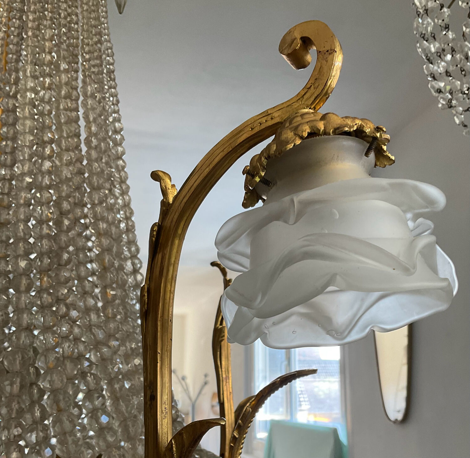 Large 19th century Empire Montgolfière chandelier in bronze and crystal