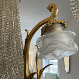 Large 19th century Empire Montgolfière chandelier in bronze and crystal