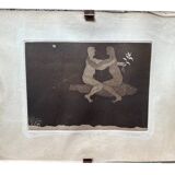 Engraving titled "Love on a Fish" by T. Ogaki