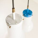 Italian pendant lamp with “lattimo” Murano glass shades, mid century modern