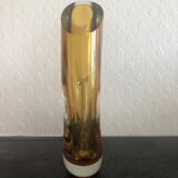 Yellow art deco vase in Murano style