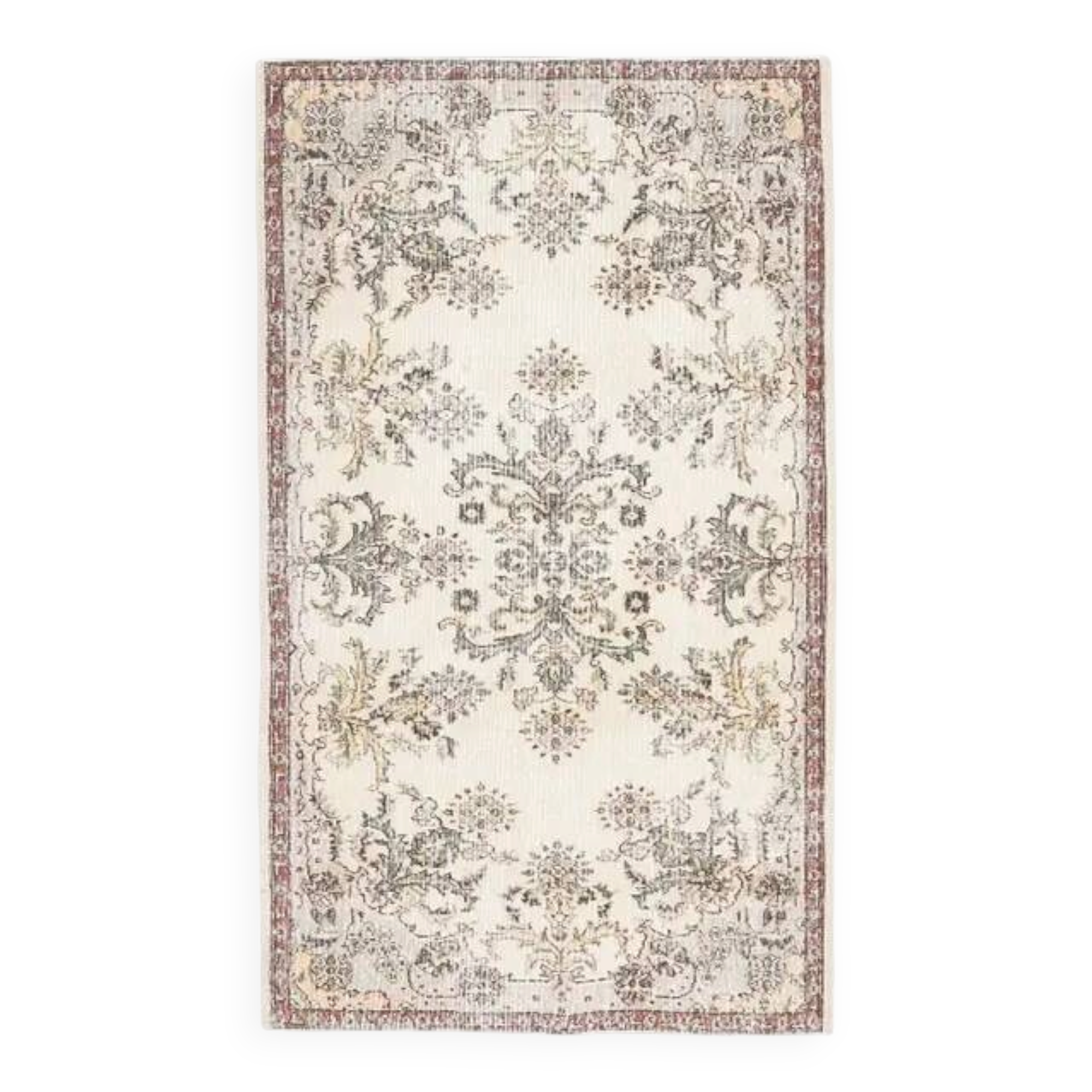 1970s Turkish Oushak Handmade Wool Cotton Beige Area Rug 120x207