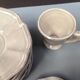 Batch of 5 coffee cups and mole patinated saucers Put in Home