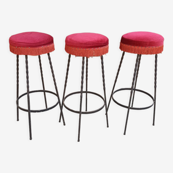 Lot de 3 tabourets de bar brutaliste